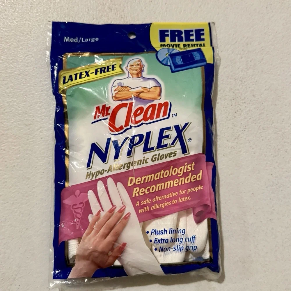 Vintage Mr Clean Nyplex Hypo Allergenic Gloves Med/Large Latex Free